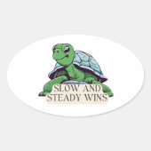 Langzaam en stabiel wint schildpad ovale sticker (Voorkant)