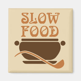 Langzaam eten met soep-pot en ladle magneet