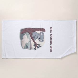 **"Langzaam & Gestadig Wint – Motiverende Cute Koa Strandlaken