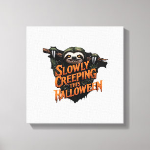 Langzaam Kropen Deze Halloween - Griezelige Luiaar Canvas Afdruk