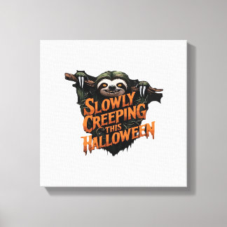 Langzaam Kropen Deze Halloween - Griezelige Luiaar Canvas Afdruk