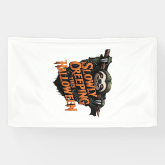Langzaam Kropen Deze Halloween - Griezelige Luiaar Spandoek