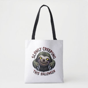 Langzaam kruipen deze Halloween - Creepy Luiaard Tote Bag