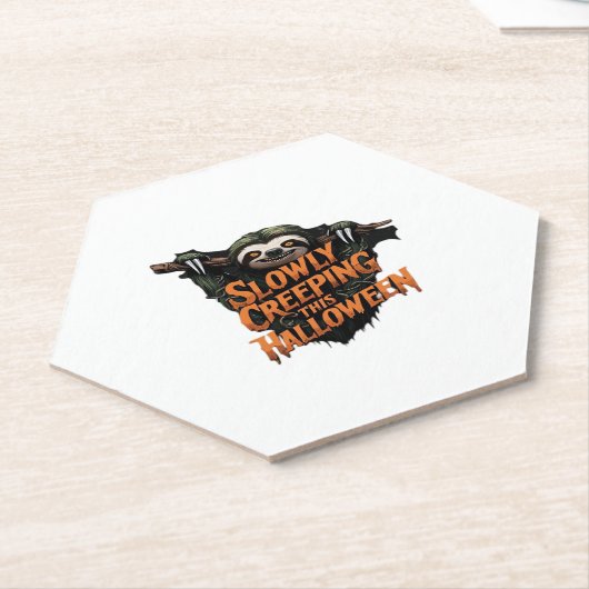 Langzaam kruipen deze Halloween - Creepy Sloth Cla Kartonnen Onderzetters (Schuin)
