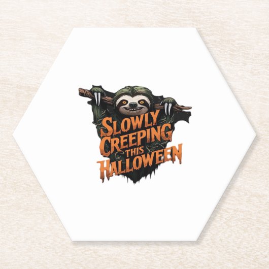 Langzaam kruipen deze Halloween - Creepy Sloth Cla Kartonnen Onderzetters (Voorkant)