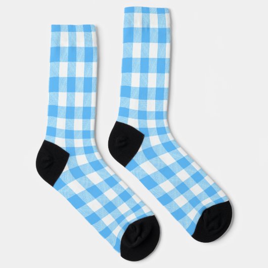 Langzaam-Levende Zomer Hemel Check Sokken (Rechts)