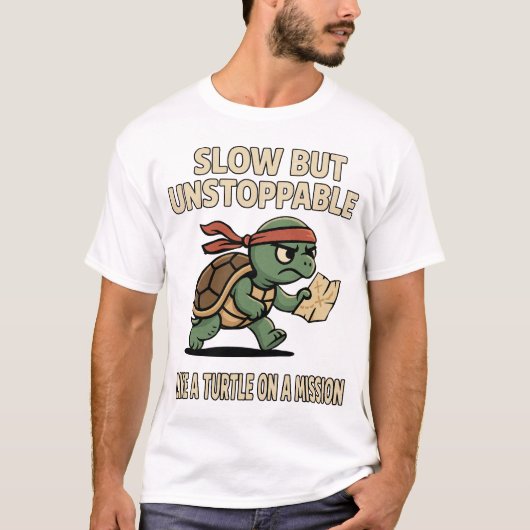 Langzaam maar niet te stoppen - Grappige schildpad T-shirt (Voorkant)
