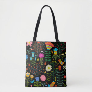 Langzaam met de hand getekend illustratiepatroon tote bag