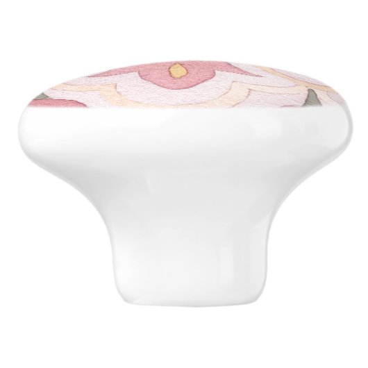 Langzaam patroon van waterverf florale  roze keramische knop (Zijkant)