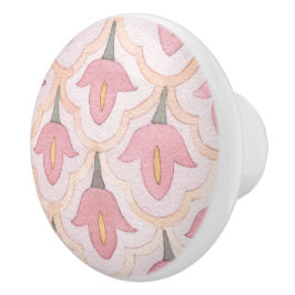 Langzaam patroon van waterverf florale  roze keramische knop