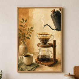 Langzaam schenken over waterverf cottagecore kunst poster