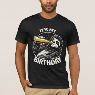 Langzaam-slikkende luiaard Het is mijn verjaardag T-shirt