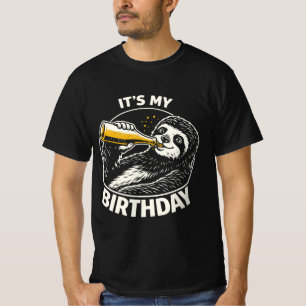 Langzaam-Slurpende Luiaard Het is mijn verjaardag T-shirt