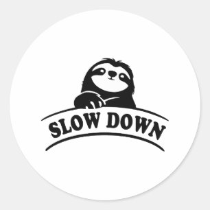LANGZAAM VERLAGEN RONDE STICKER