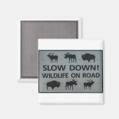 Langzaam! Wilde dieren op de weg Magneet (Voorkant / Achterkant)