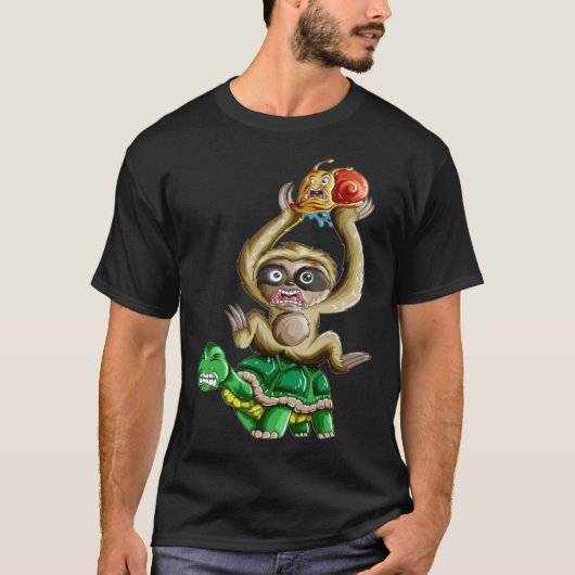 Langzame Chill Turtle Sloth Snail Piggyback T-shirt (Voorkant)