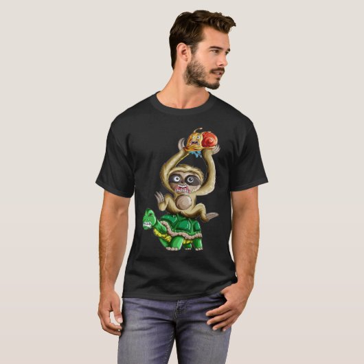 Langzame Chill Turtle Sloth Snail Piggyback T-shirt (Voorkant volledig)