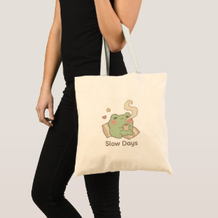 Langzame Dagen Kikker Tote Tas Cute Cozy Estheti