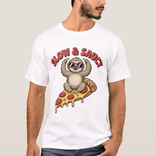 Langzame en Sausy Yoga Luiaard Pizza Grappig T-shirt