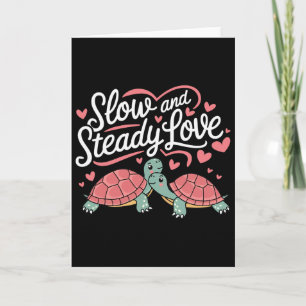 Langzame En Stabiele Liefde Schattig Schildpad Kop Kaart