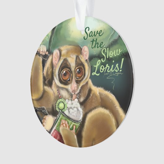 Langzame Loris Smoothie Ornament (voorkant)