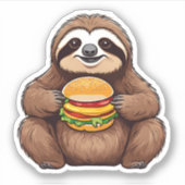 Langzame Luiaard met Fast Food Waterdicht Sticker (Voorkant)