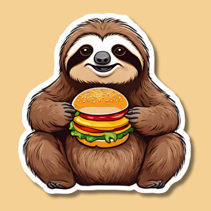 Langzame Luiaard met Fast Food Waterdicht Sticker
