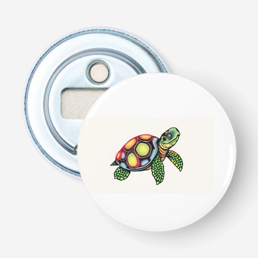 Langzame Maar Legendarische Schildpad Button Flesopener (Voorkant)