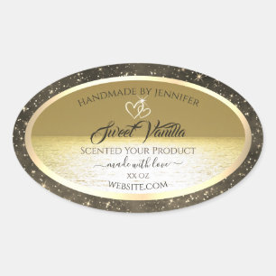 Langzame Ocean Gold- en beige-gekleurde productlab Ovale Sticker