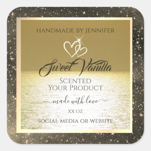 Langzame Ocean Gold- en beige-gekleurde productlab Vierkante Sticker (Voorkant)