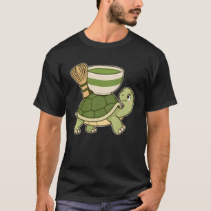 Langzame Schildpad Draagt een Matcha Kom Cute Art T-shirt