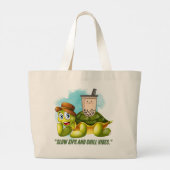 LANGZAME SIPS EN CHILL VIBES GROTE TOTE BAG (Achterkant)