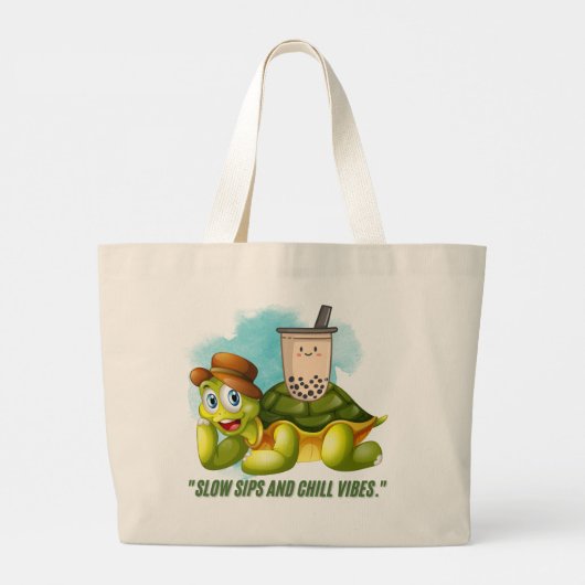 LANGZAME SIPS EN CHILL VIBES GROTE TOTE BAG (Achterkant)