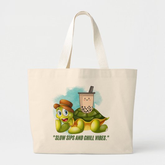 LANGZAME SIPS EN CHILL VIBES GROTE TOTE BAG (Voorkant)