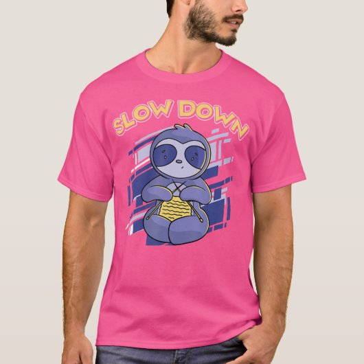 Langzamer Grappige Luiaard Breiliefhebber T-shirt (Voorkant)