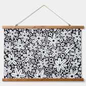 Langzamer ontwerp - wit op zwart hangend wandkleed (Voorkant)