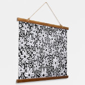 Langzamer ontwerp - wit op zwart hangend wandkleed (Gebogen)