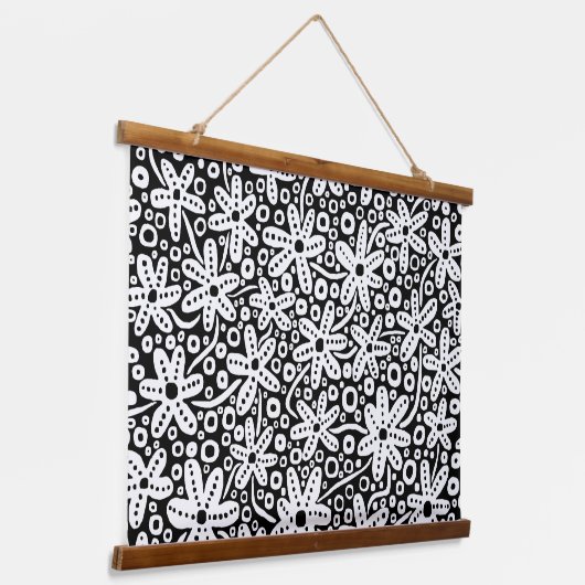 Langzamer ontwerp - wit op zwart hangend wandkleed (Gebogen)