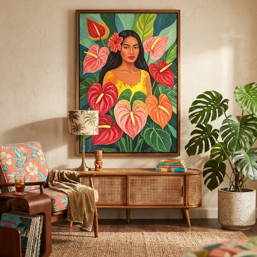 Lani in Athuriums canvasprint Canvas Afdruk