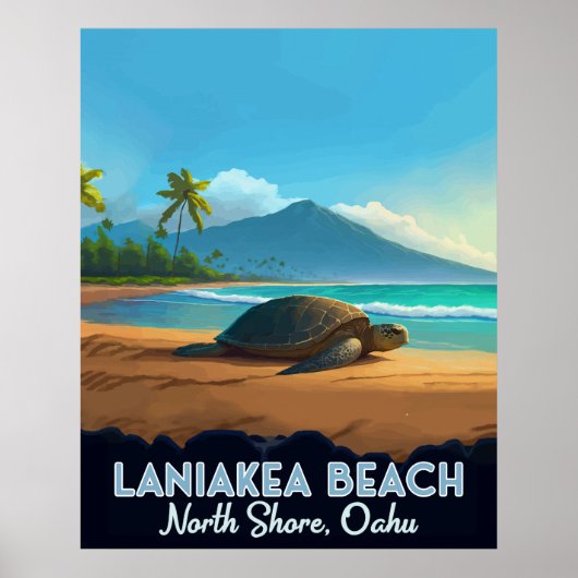 Laniakea Beach Haleiwa Oahu Hawaii Schildpad Poster (Voorkant)