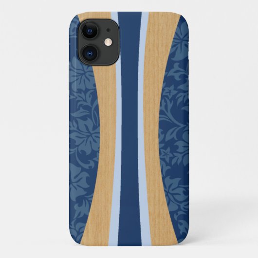 Laniakea Hawaiian Faux Wood Navy Surfboard Case-Mate iPhone Case (Achterkant)