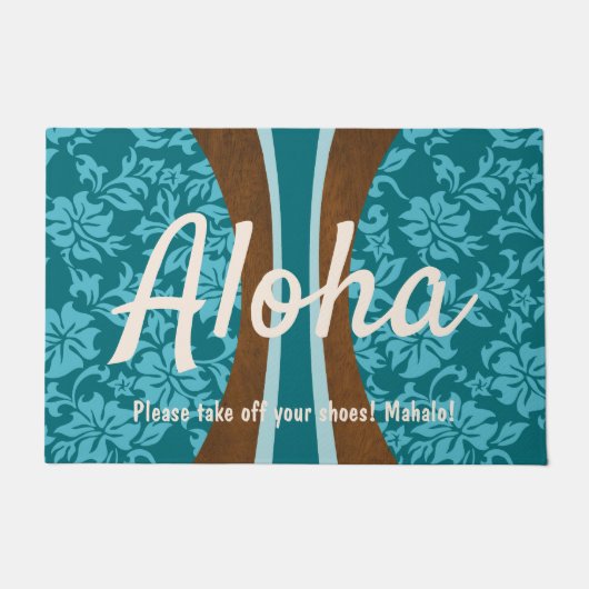 Laniakea Hawaiian Faux Wood Surfboard Aloha Deurmat (Voorkant)