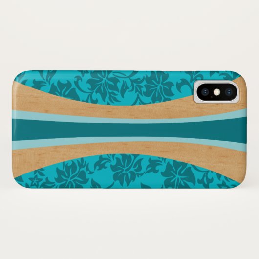 Laniakea Hawaiian Faux Wood Surfboard Blauwgroen Case-Mate iPhone Case (Achterkant (horizontaal))