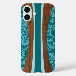 Laniakea Hawaiian Faux Wood Surfboard in Blauwgroe iPhone 16 Plus Hoesje