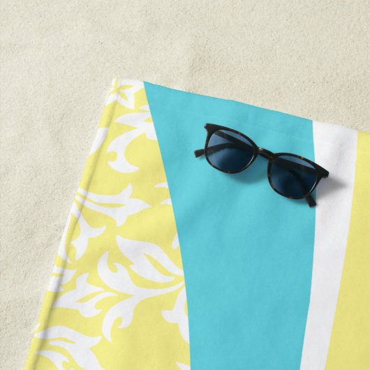 Laniakea Hawaiian Striped Surfboard - Lemon Yellow Strandlaken (In situ)