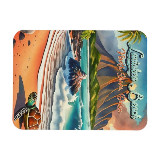 Laniakea Oahu Hawaii tropische waterverf kleurrijk Magneet (Horizontaal)