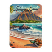 Laniakea Oahu Hawaii tropische waterverf kleurrijk Magneet (Verticaal)