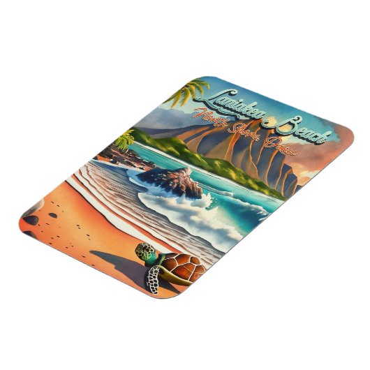 Laniakea Oahu Hawaii tropische waterverf kleurrijk Magneet (Linkerzijde)