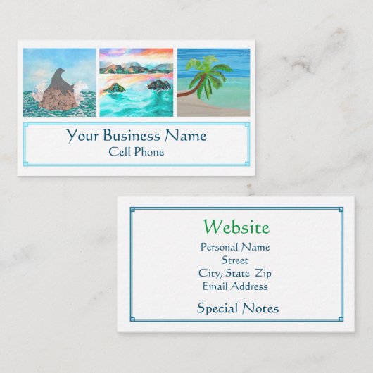 Lanikai Beach Hawaii Palm Tree Seal Tropical Visitekaartje (Voorkant / Achterkant)