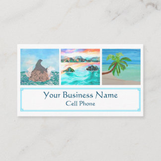 Lanikai Beach Hawaii Palm Tree Seal Tropical Visitekaartje